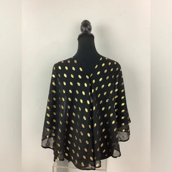 NWT Never Fully Dressed Black Multi Way flowy Dress/cover Gold dots on sheer - Picture 6 of 13
